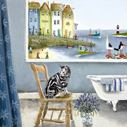 Purrfect Spa by Rebecca Lardner - Limited Edition on Canvas sized 14x14 inches. Available from Whitewall Galleries